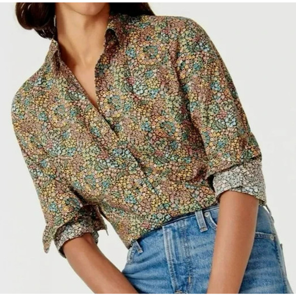 J Crew Slim Fit Button Front Shirt Liberty Art Fabric Size 4 Marquess Floral - Picture 1 of 9